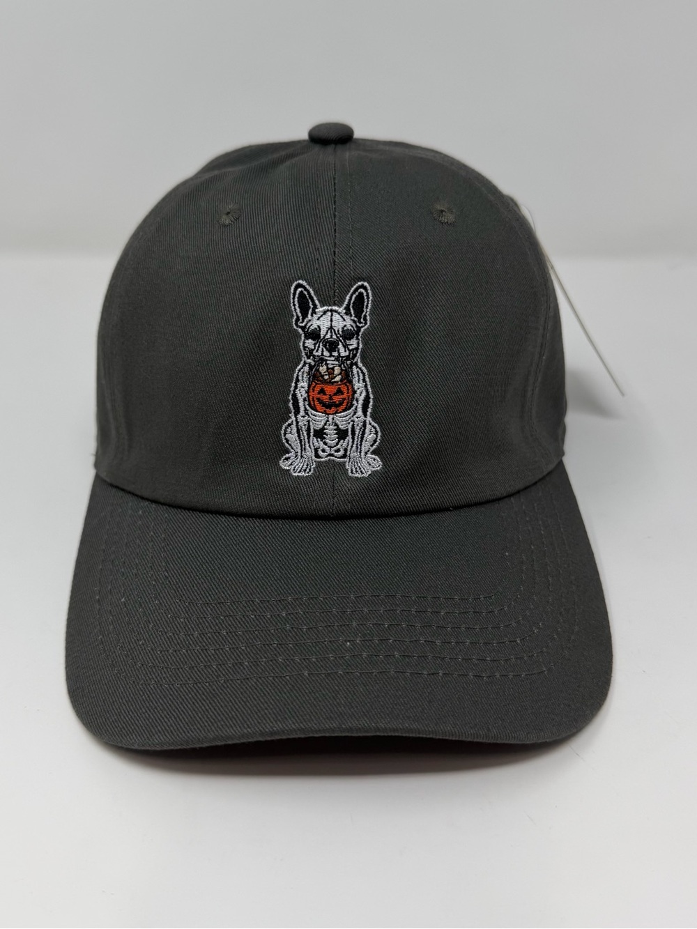 Frenchie Skeleton Halloween Embroidered Baseball Dad Cap